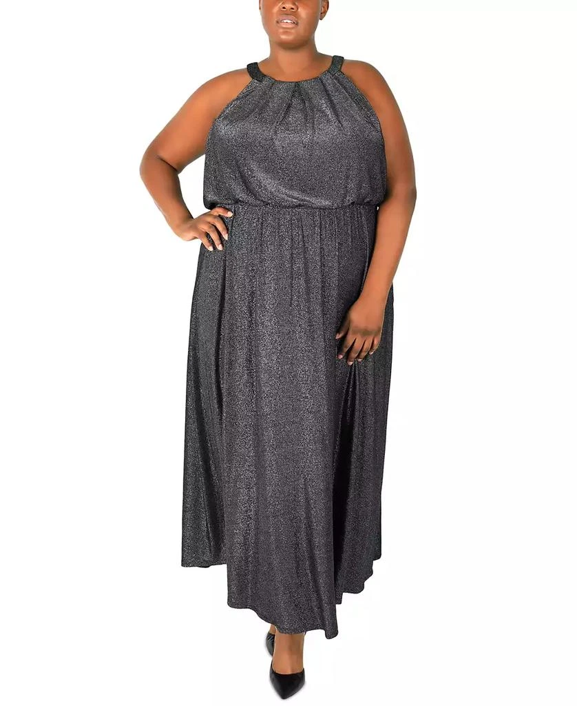 knee length dresses for ladies Gioconda Khaki Glitter Knit Maxi Dress, M / Neutrals main image 0