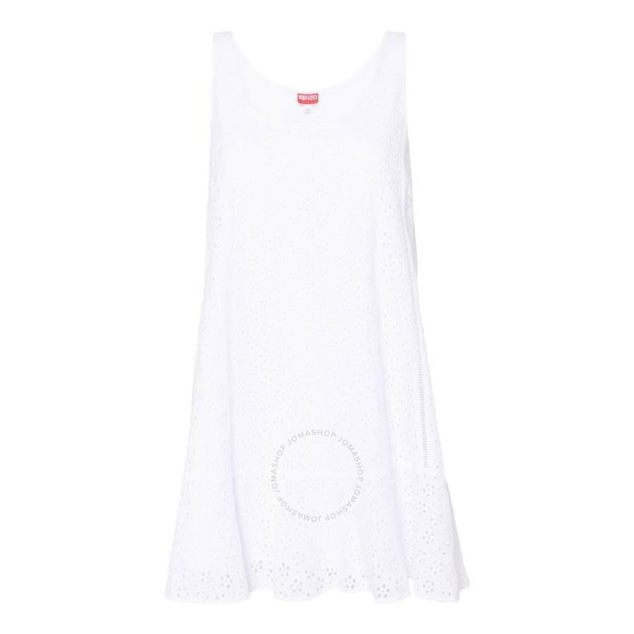 【送料&関税込】Kenzo Broderie Anglaise Dress Kenzo Broderie-Anglaise Flared Dress, Brand Size 36 (US Size