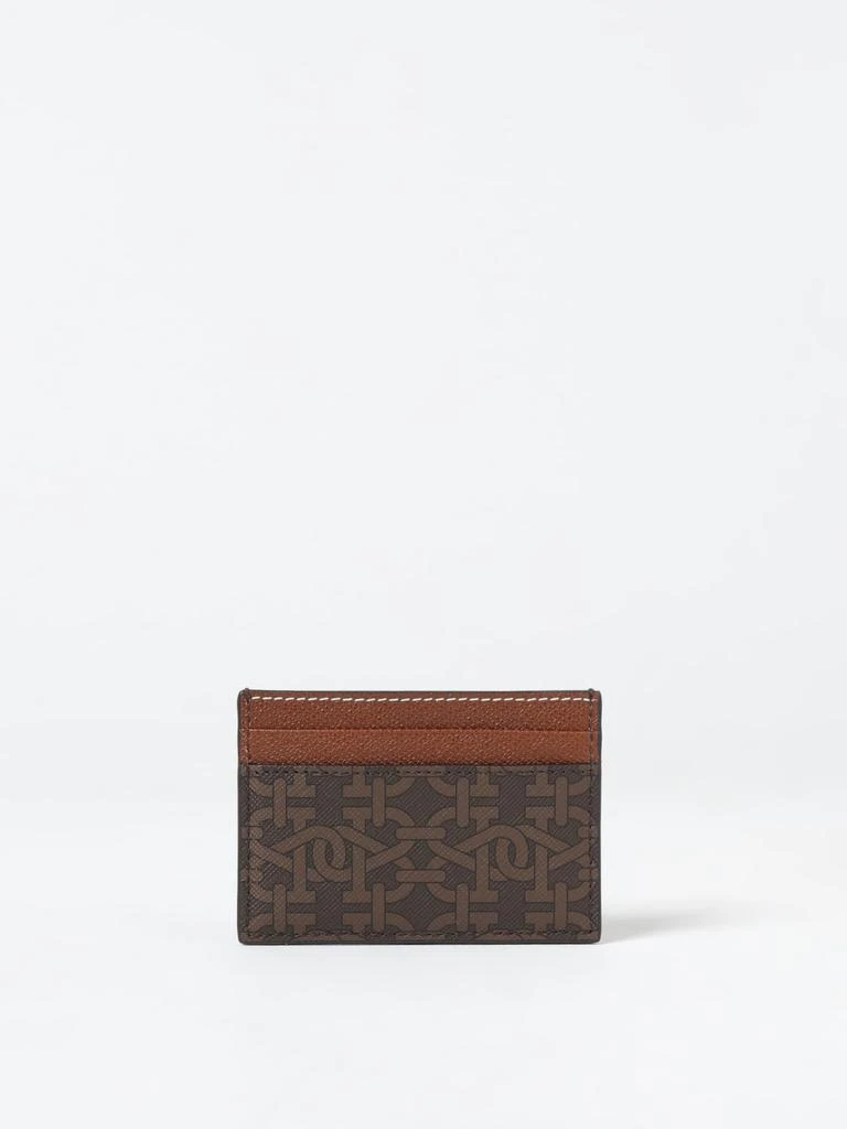 Bally Bally credit card holder in grained leather and coated cotton 2