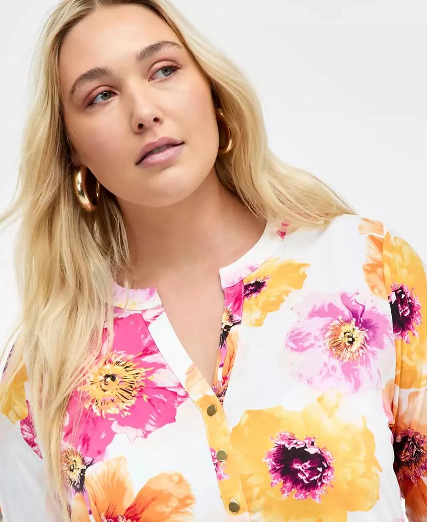INC International INC International Concepts Plus Size Printed Split-Neck Top, Exclusively at Macy's 4