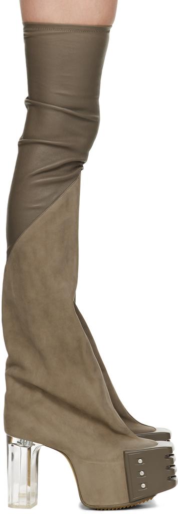 Rick Owens Gray Flared Platform Boots