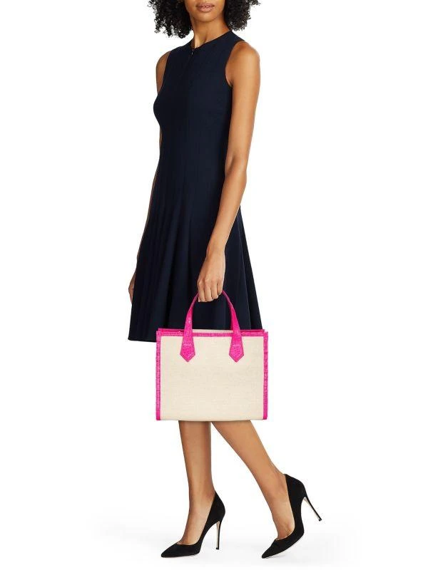 Maria Oliver Medium Martina Crocodile & Linen Tote Bag 2