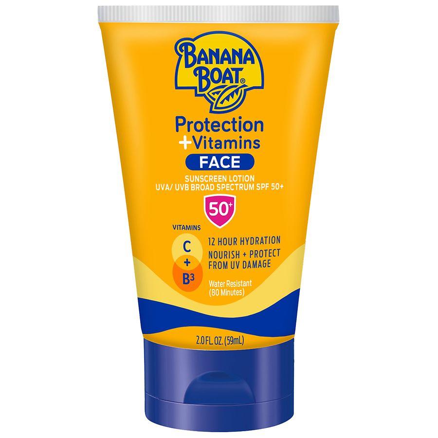 Banana Boat Protection + Vitamins Sunscreen for Face Lotion, SPF 50