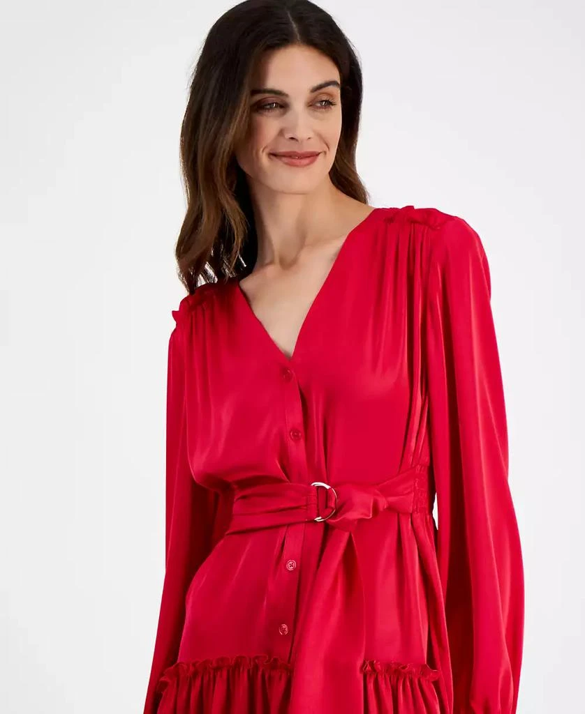 Taylor Women's Ruffled-Hem Tie-Waist Fit & Flare Dress 2