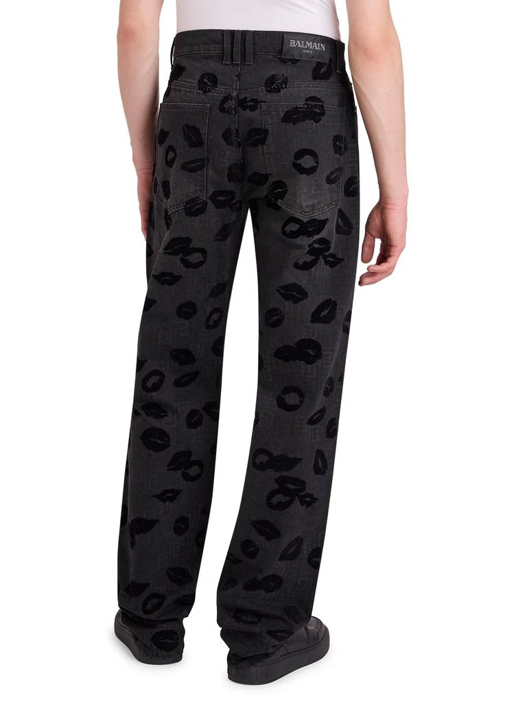 Balmain Monogram 
Flock Kiss Relaxed-Fit Jeans 2