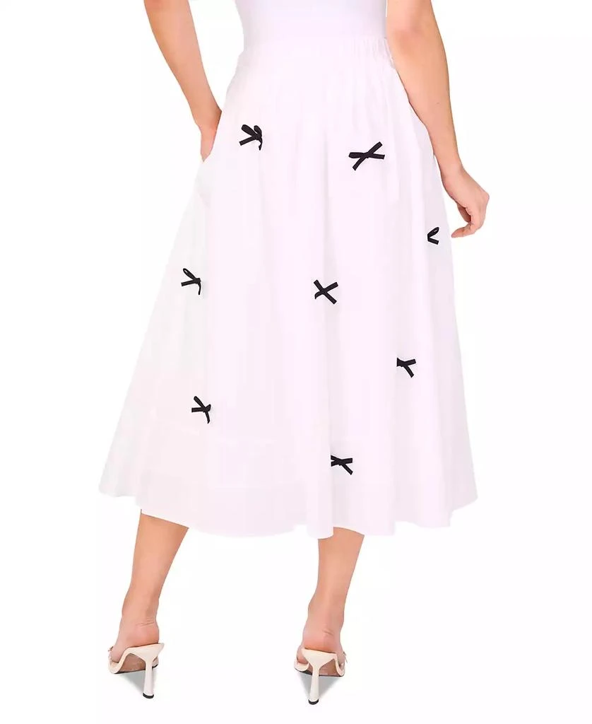 CeCe Women's Cotton Bow-Trim Pull-On Midi Skirt 2