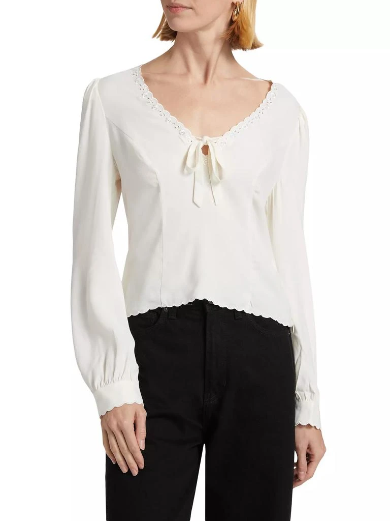 Reformation Vivia Scalloped Bow Top 3