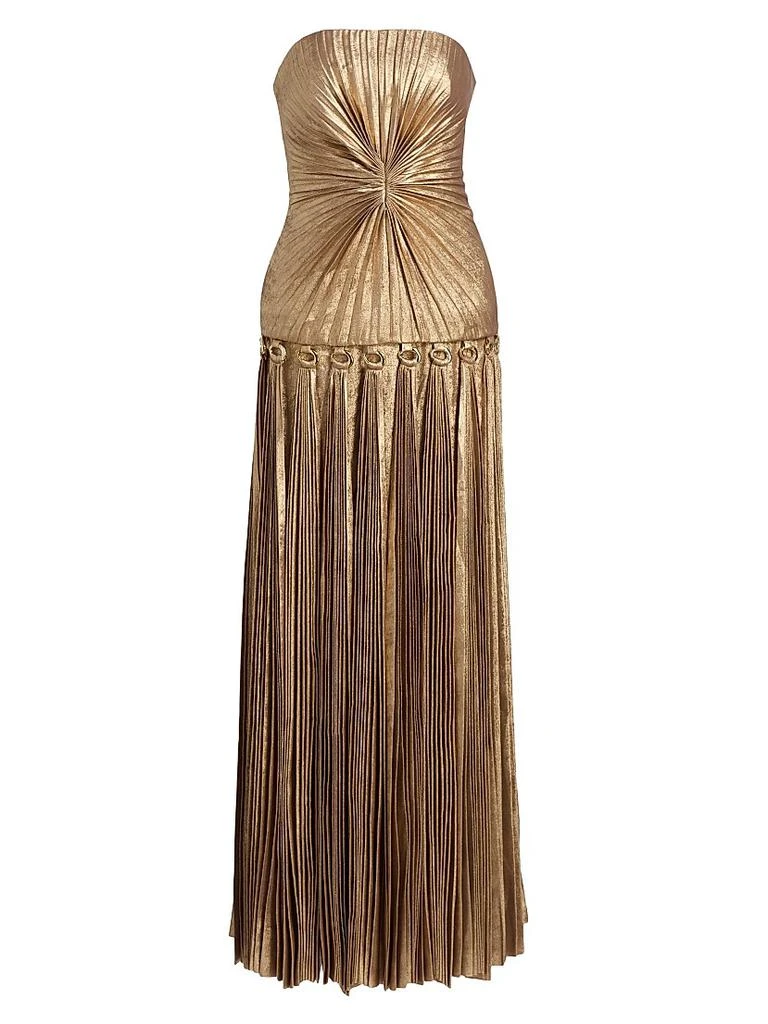 Acler Fintry Metallic Pleated Gown