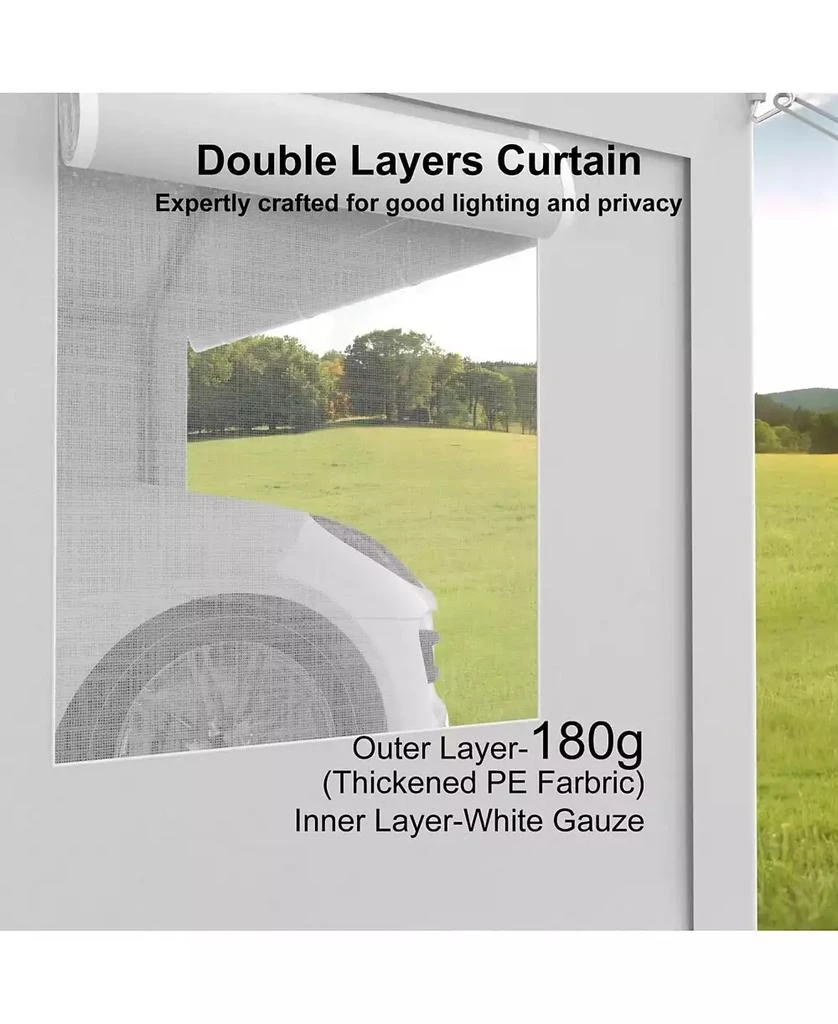 gaomon 12x20FT Portable Garage, 12
x20
 Carport Heavy Duty, Galvanized Frame 
180 g PE Waterproof Canopy, with 4 Doors (Included 2 Side Doors), and 4 Windows, for Pickup Truck, and Boat 8