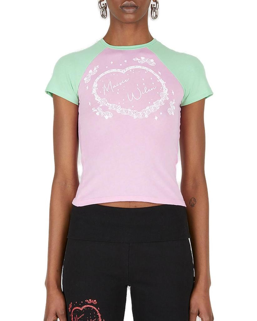 Maisie Wilen Maisie Wilen Slinky Two-Toned Heart-Printed T-Shirt
