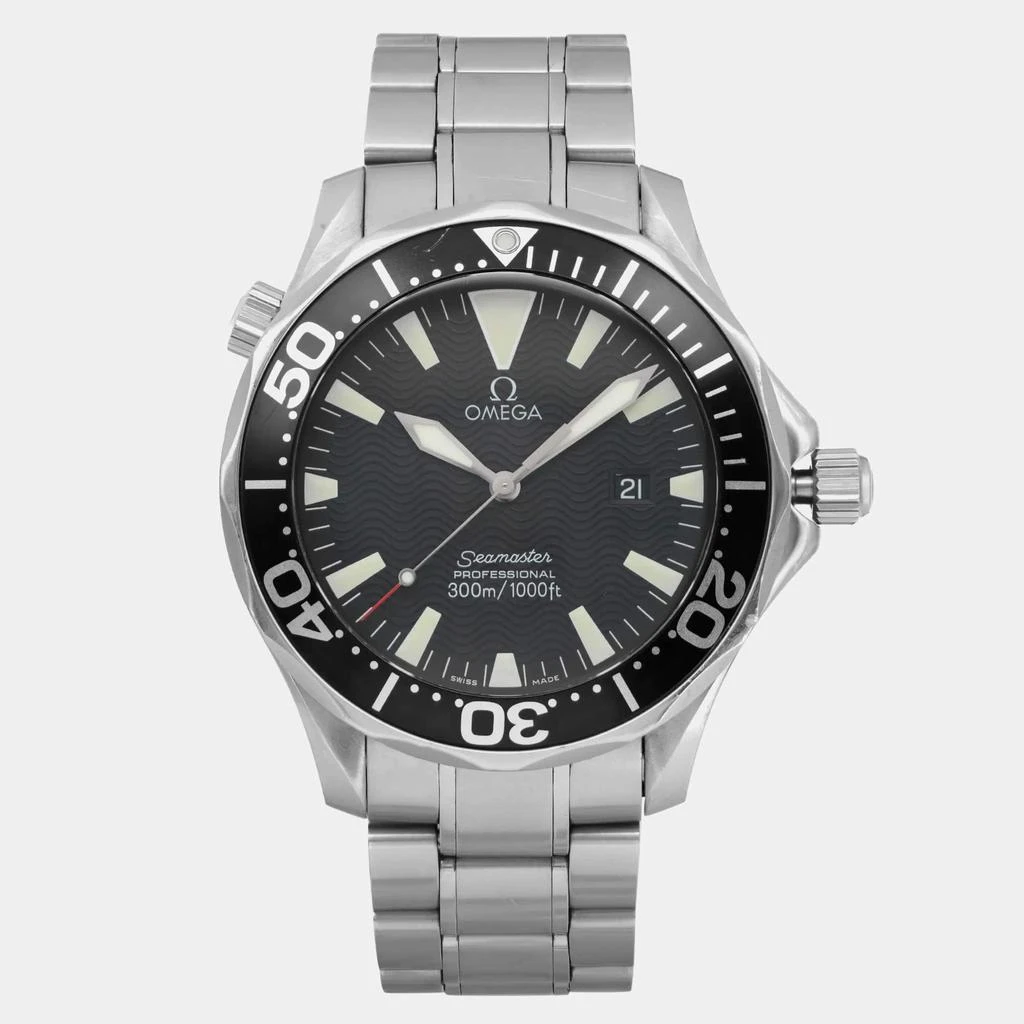 Omega Omega Black Stainless Steel Seamaster Diver 300 M 2264.50.00 Quartz Men's Wristwatch 41mm 1