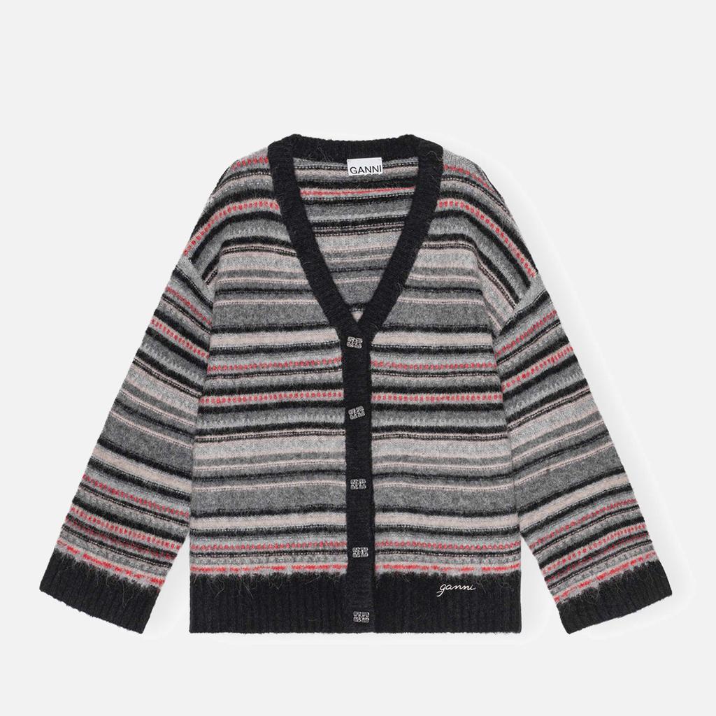 Ganni Ganni Women's Soft Wool Stripe Boxy Cardigan - Phantom