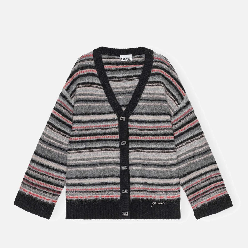 Ganni Ganni Striped Boxy Wool-Blend Cardigan 1