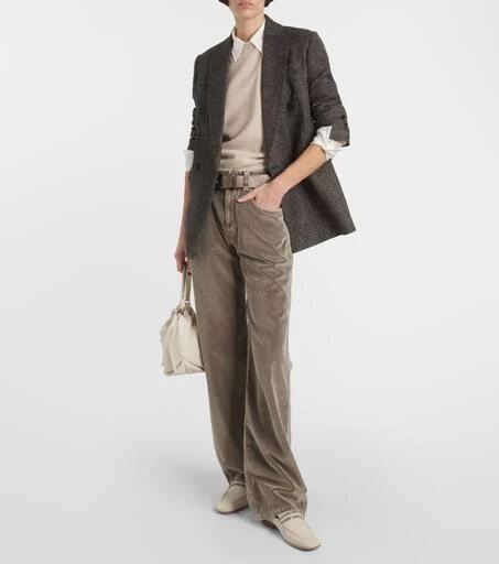 Brunello Cucinelli Mid-rise cotton velvet straight pants 2