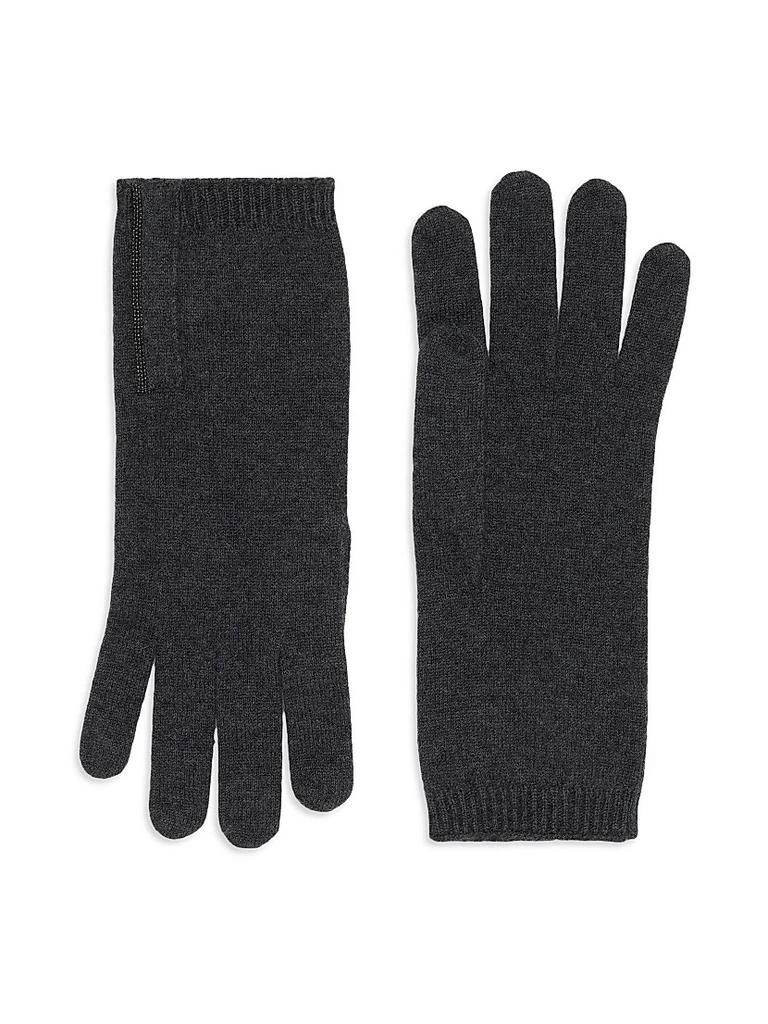 Brunello Cucinelli Cashmere Knit Gloves with Monili 1
