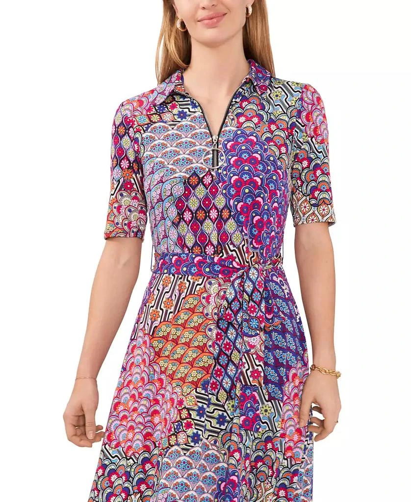 MSK Petite Mod-Print Fit & Flare Collared Dress 2