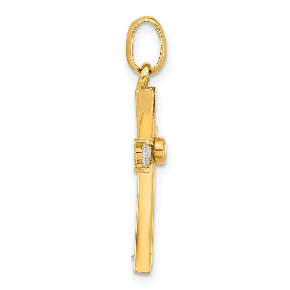 Diamond2Deal 10k Yellow Gold Polished Cubic Zirconia Latin Cross Pendant