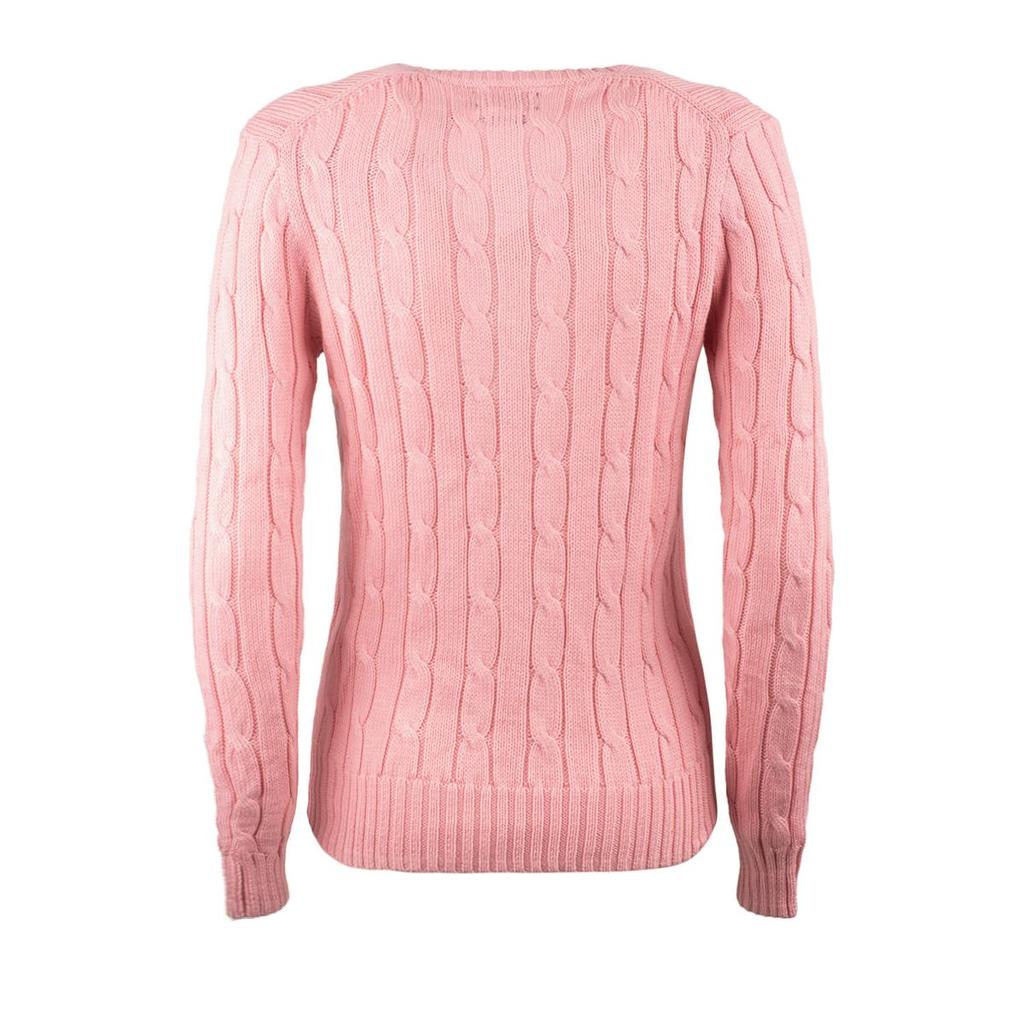 Ralph Lauren Ralph Lauren Pink V-Neck Braided Cotton Sweater