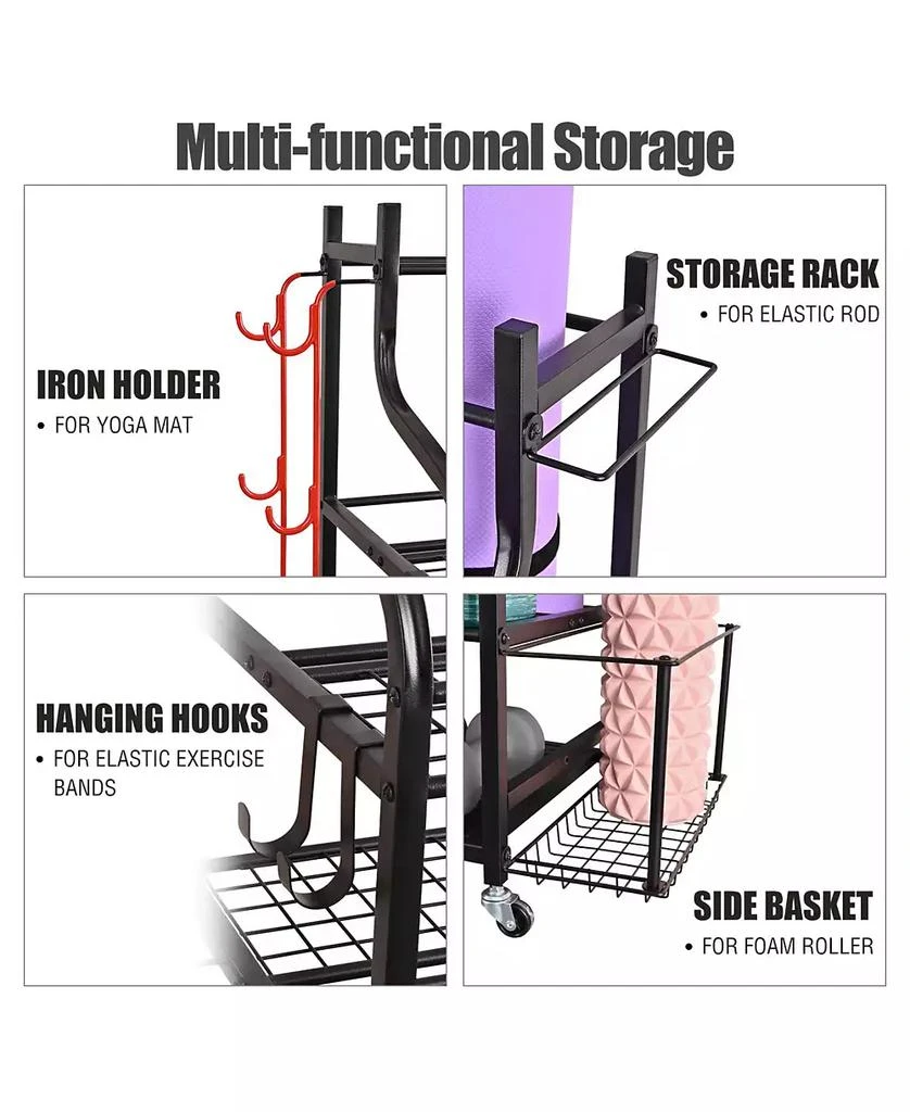 Mythinglogic 3- Tier Yoga Mat Home Gym Storage Rack, Large Capacity Dumbbell Rack for Home 3