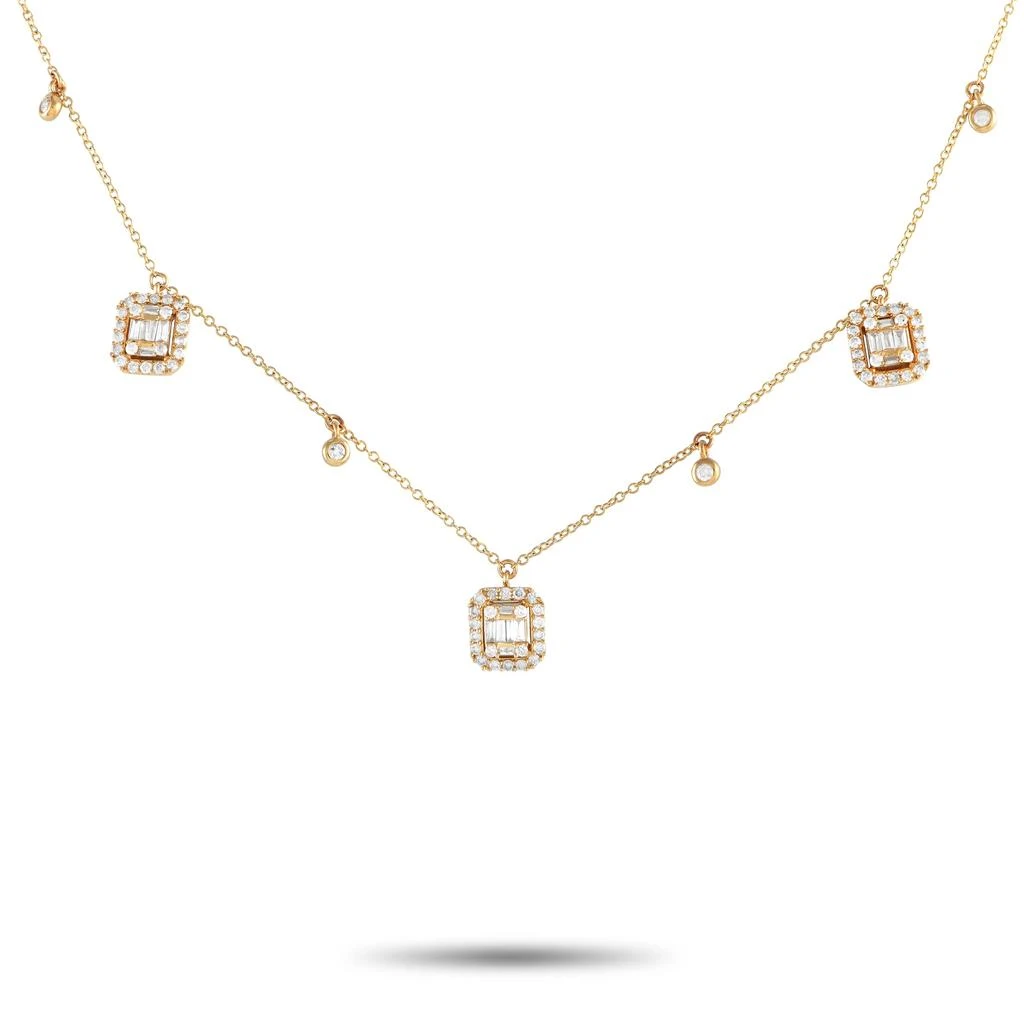 LB Exclusive 14K Yellow Gold 0.58ct Diamond Cushion Cluster Necklace PN14842 1