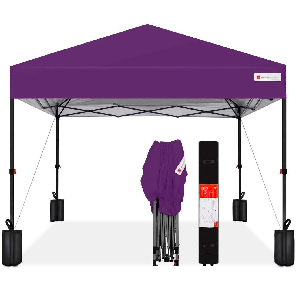 Best Choice Products 12x12ft Easy Setup Pop Up Canopy w/ 1-Button Setup, Wheeled Case, 4 Weight Bags 20