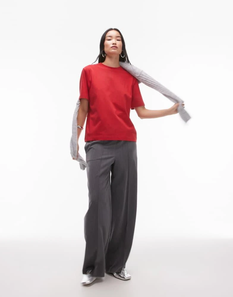 Topshop Topshop premium basic short sleeve tee in red 3