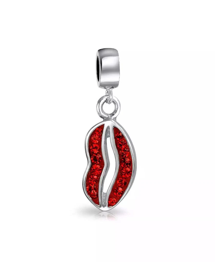 Bling Jewelry Crystal Kiss Lip Dangle Charm Bead .925 Sterling Silver for Bracelet