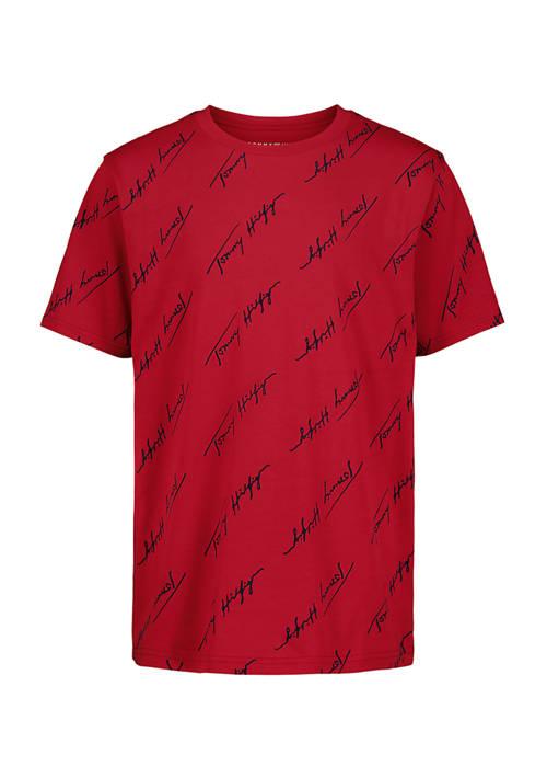 Tommy Hilfiger Hilfiger Boys 8 20 Angleed Script Printed T Shirt