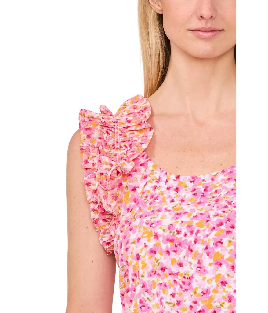 CeCe Floral Ruffle Rib Tank 3