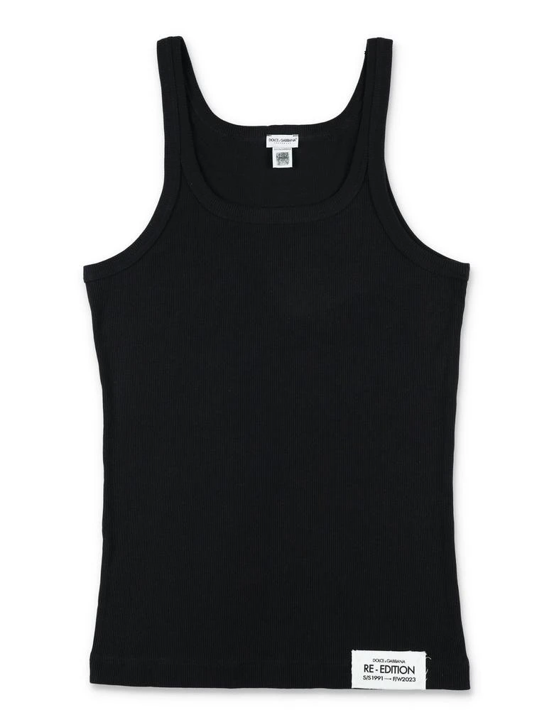 Dolce & Gabbana Dolce & Gabbana Logo Patch Scoop Neck Tank Top 1