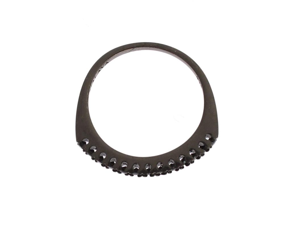 Nialaya Nialaya Black CZ Rhodium 925 Silver  Ring