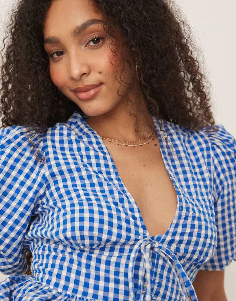 blue gingham puff sleeve dress Organic Zoo Toddler Dress Pottery Blue Gingham Bella Dress - 2-3y main image 0