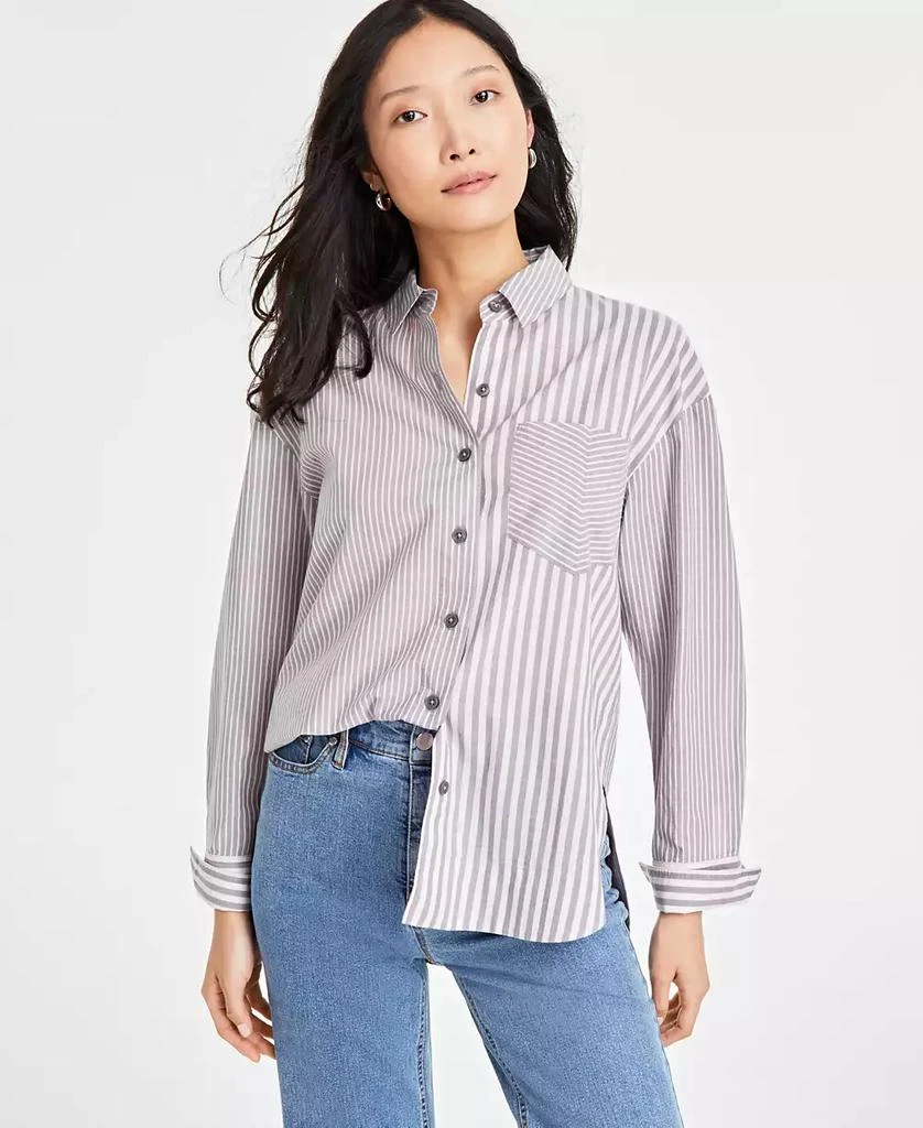 On 34th Women's Cotton Multi-Stripe Relaxed Shirt, Created for Macy's 1