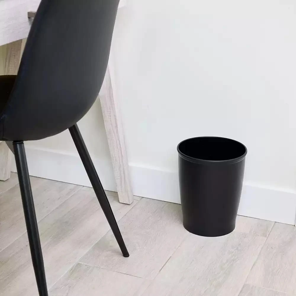 iDesign Round Plastic Bathroom Trash Cans - Set of 2 - Black - Made in USA 9