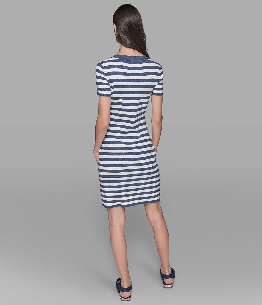 Karl Lagerfeld Paris SHORT SLEEVE STRIPED SWEATER DRESS