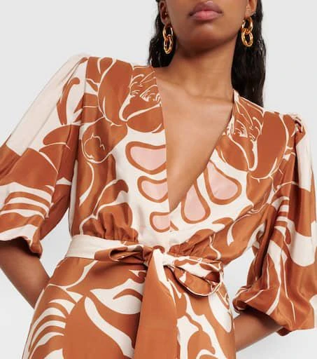 Adriana Degreas Printed puff-sleeve silk maxi dress 4
