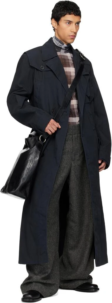 Dries Van Noten Navy Overdyed Trench Coat 4