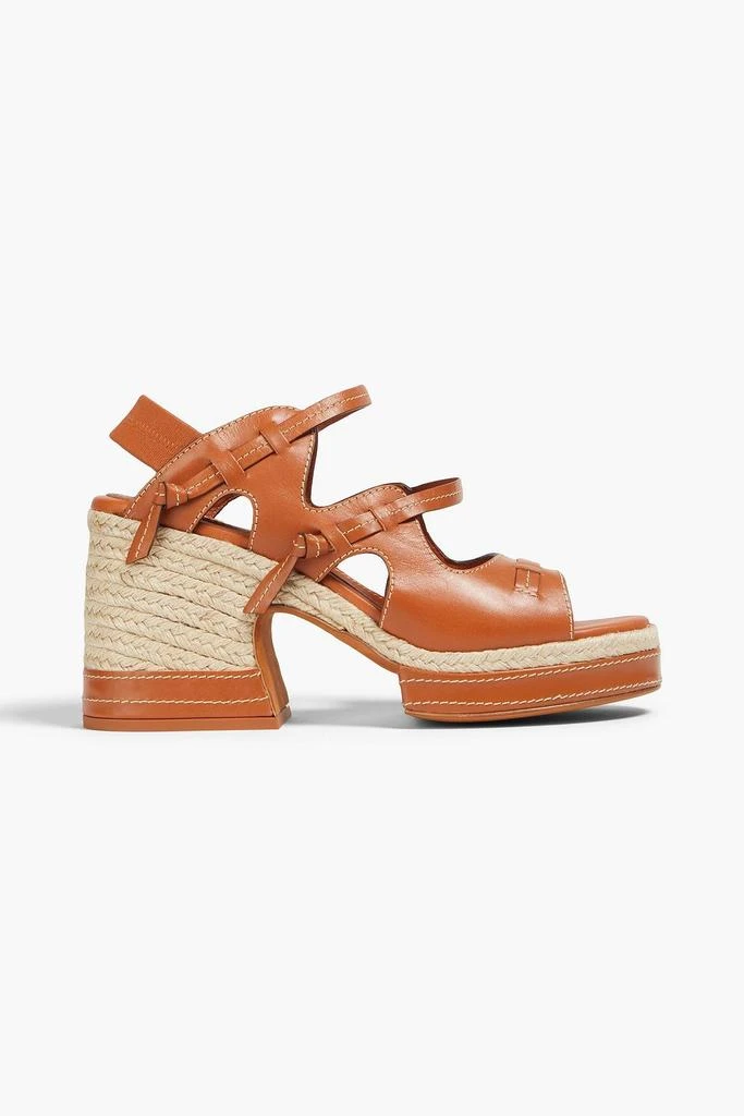 Zimmermann Topstitched leather espadrille sandals 1