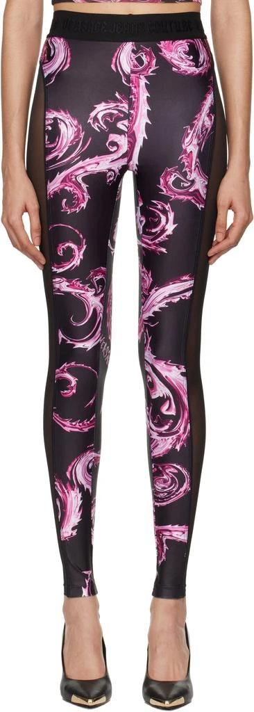 Versace Black Chromo Couture Mesh Paneled Leggings 1