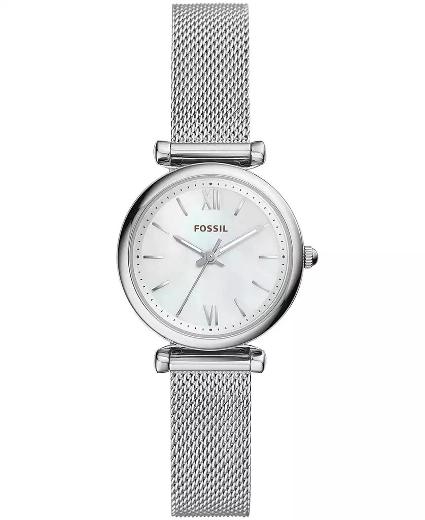 Fossil Women's Mini Carlie Stainless Steel Mesh Bracelet Watch 28mm 1