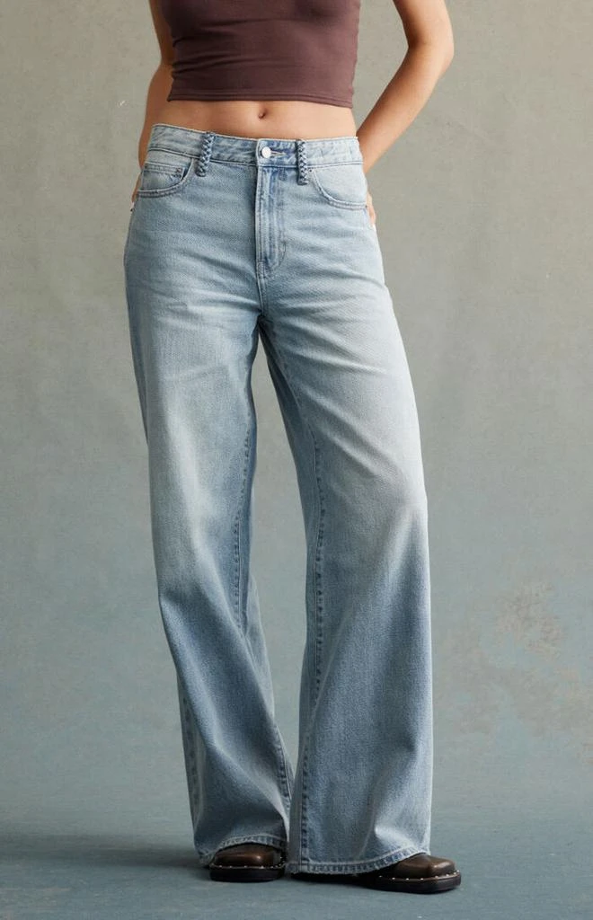 RARE DNM EDIT Tinted Light Indigo Braided High Waisted Baggy Jeans 3