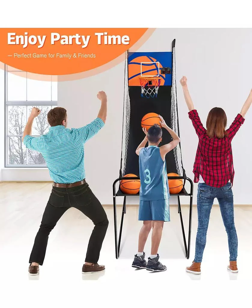 Costway Foldable Single Shot Basketball Arcade Game W/Electronic Scorer 3 Basketballs 5