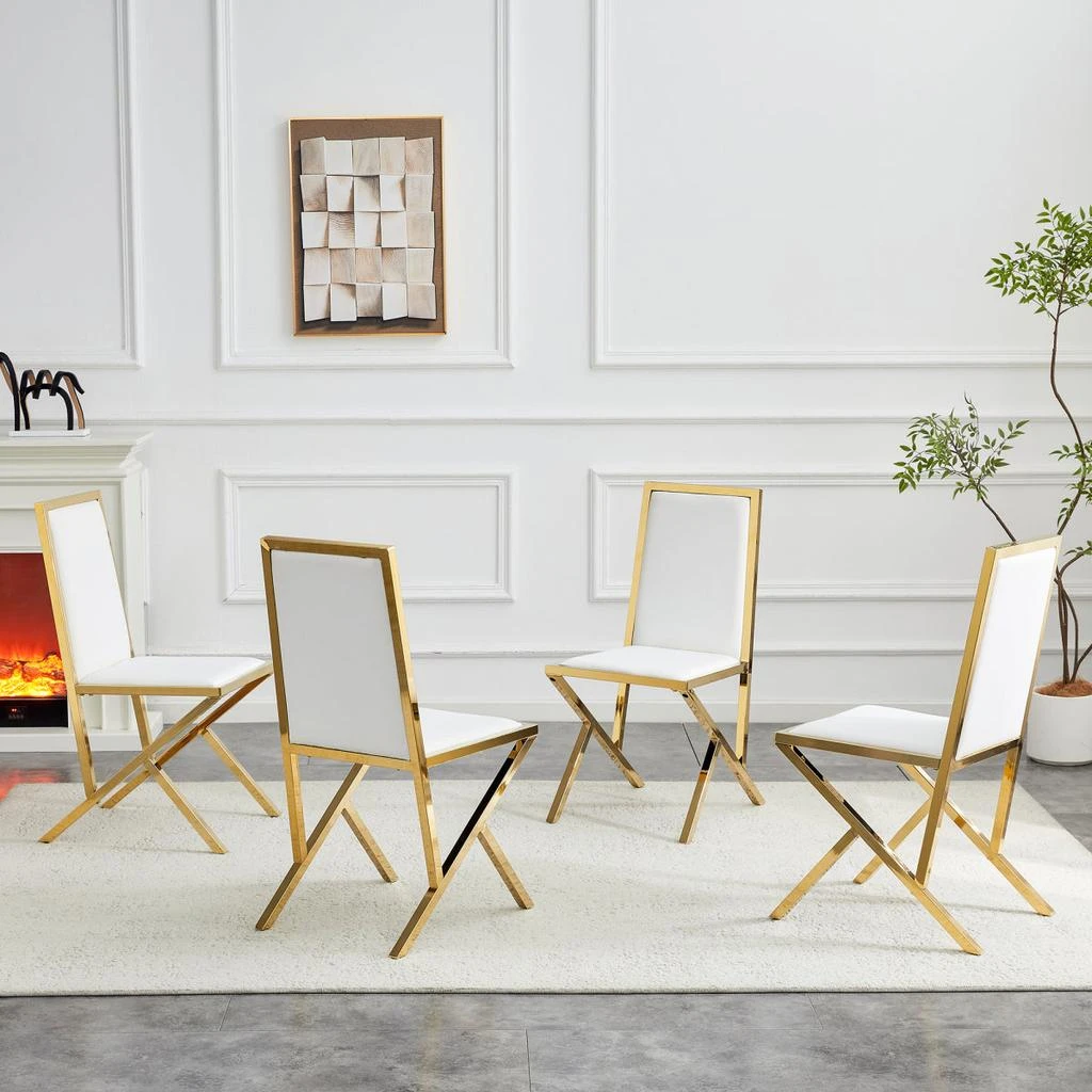 Streamdale Furniture Streamdale 4-pack gold metal dining chairs: ergonomic, simple, luxurious. 2
