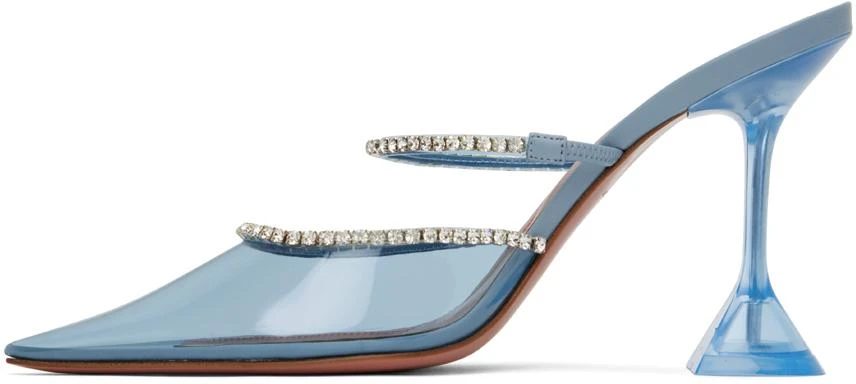 Amina Muaddi Blue Gilda Glass Heels 3