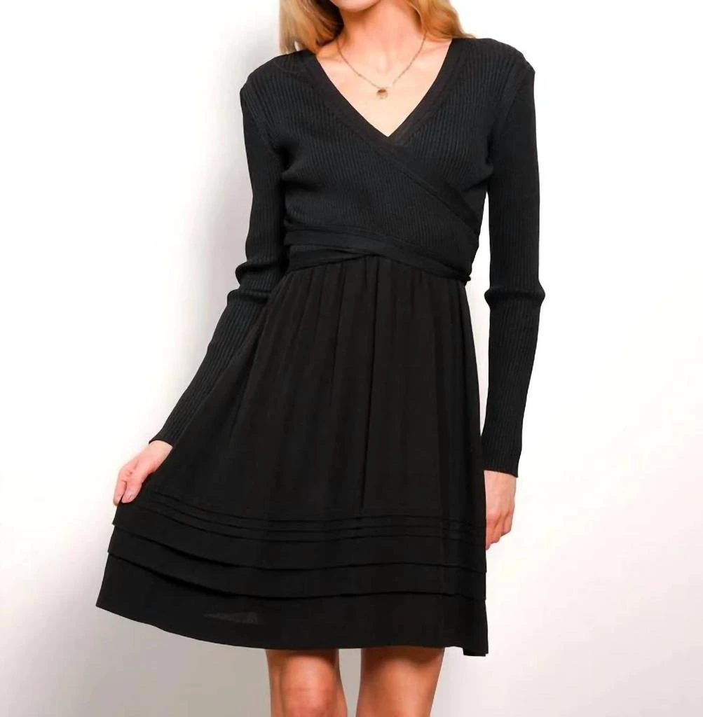 Central Park West Piper Cross Front Dress In Black 1