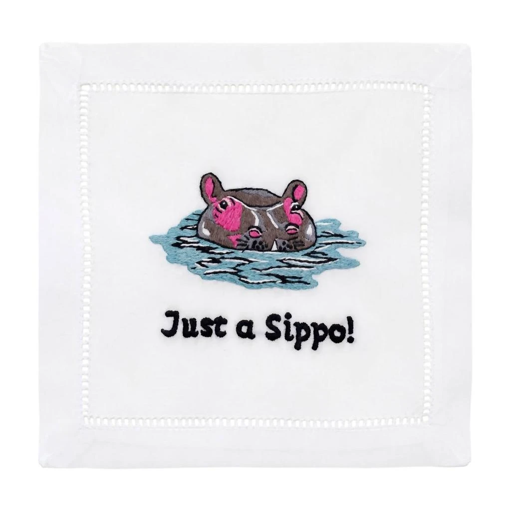 August Morgan Just A Sippo Cocktail Napkins In White