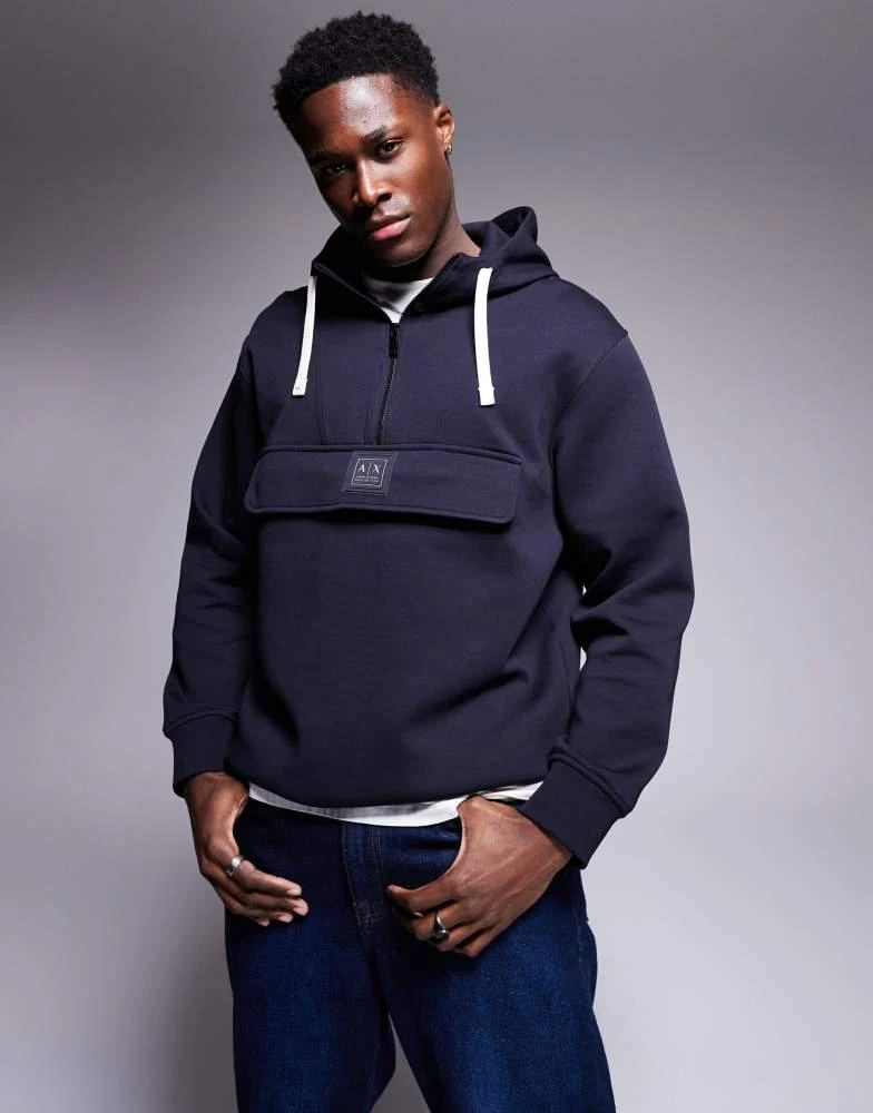 Armani Exchange Armani Exchange central logo hoodie in navy 1