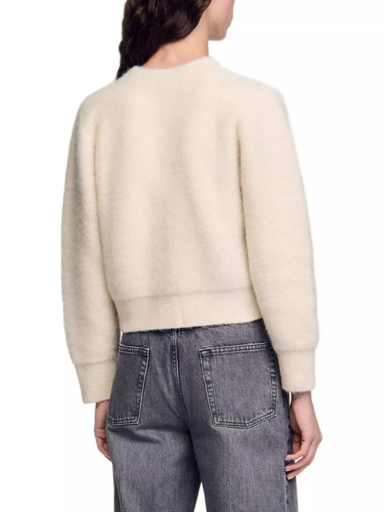 Sandro Cropped Fluffy Knit Cardigan 3