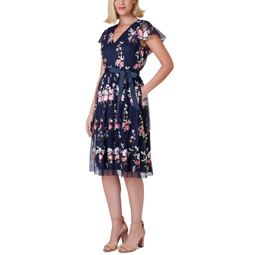 Jessica Howard Petite Flora-Print Flutter-Sleeve Midi Dress 4