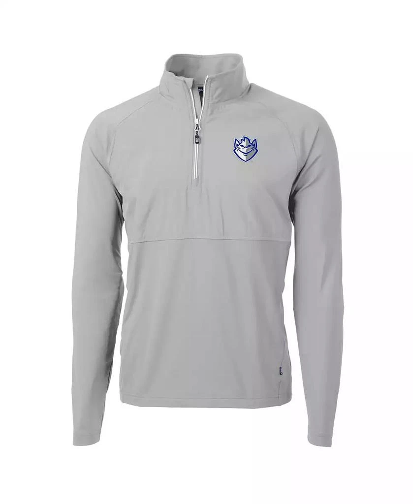 Cutter & Buck Men's Silver Saint Louis Billikens Adapt Knit Hybrid Quarter-Zip Pullover Top 1